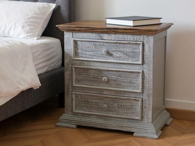 32" Gray Three Drawer Nightstand