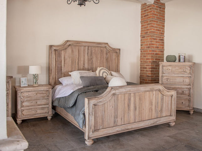 31" Brown Solid Wood Three Drawer Nightstand