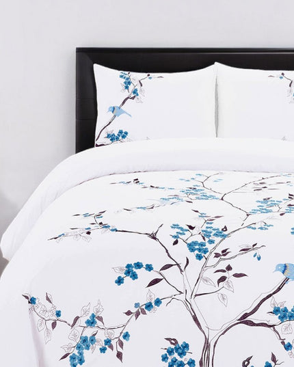 Blue and White King 100% Cotton 200 Thread Count Washable Duvet Cover Set