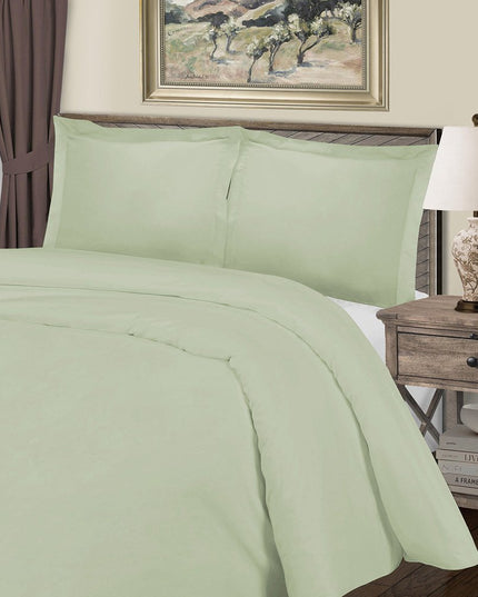 Light Green Queen Cotton Blend 1000 Thread Count Washable Duvet Cover Set