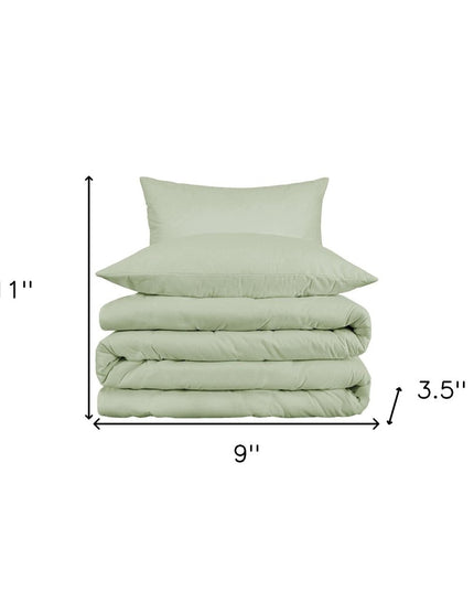 Light Green Queen Cotton Blend 1000 Thread Count Washable Duvet Cover Set
