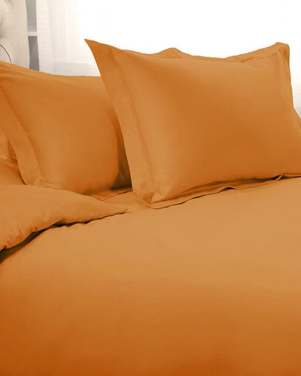 Orange Queen Cotton Blend 1200 Thread Count Washable Duvet Cover Set