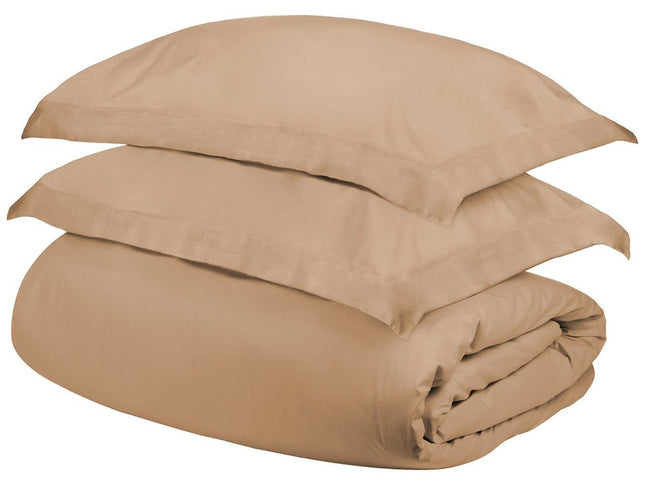 Beige King Cotton Blend 300 Thread Count Washable Duvet Cover Set