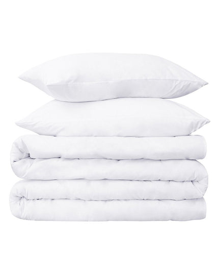 White Twin Cotton Blend 650 Thread Count Washable Duvet Cover Set