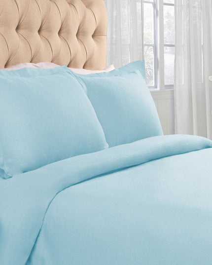Light Blue King Cotton Blend 0 Thread Count Washable Duvet Cover Set