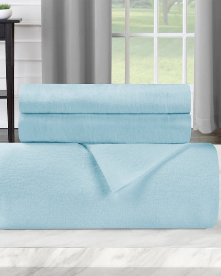 Light Blue King Cotton Blend 0 Thread Count Washable Duvet Cover Set