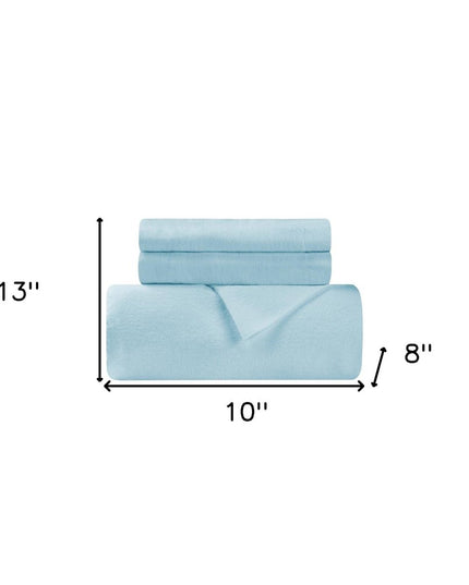 Light Blue King Cotton Blend 0 Thread Count Washable Duvet Cover Set