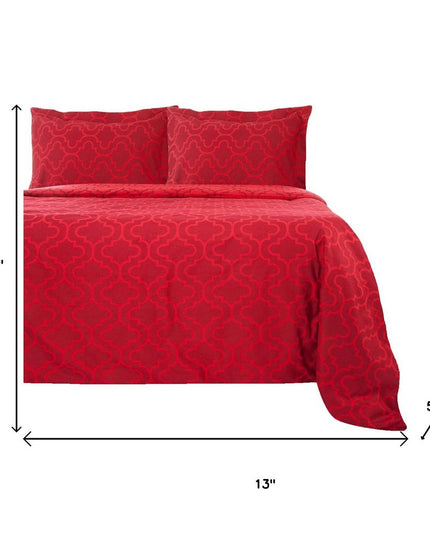 Burgundy King Cotton Blend Thread Count Washable Duvet Cover Set