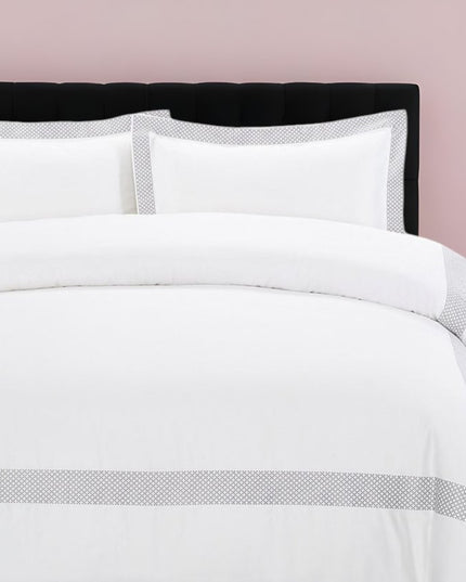 Gray and White Queen 100% Cotton 200 Thread Count Washable Duvet Cover Set
