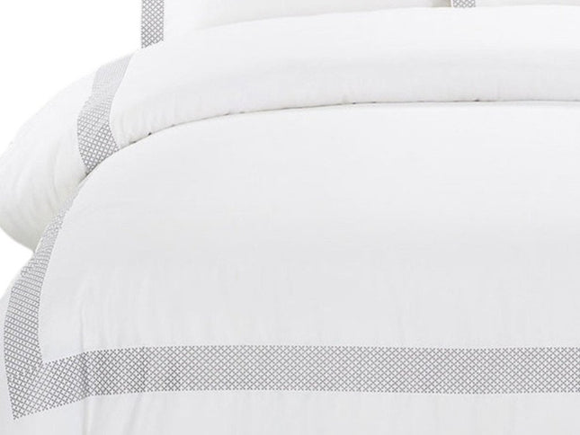 Gray and White Queen 100% Cotton 200 Thread Count Washable Duvet Cover Set