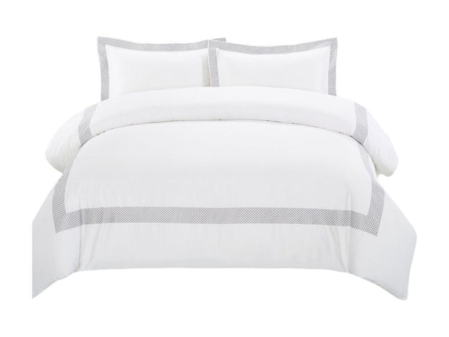 Gray and White Queen 100% Cotton 200 Thread Count Washable Duvet Cover Set