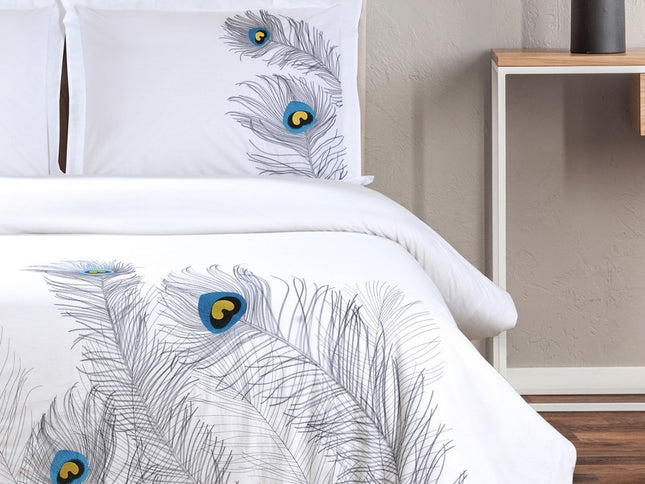 Blue and White King 100% Cotton 200 Thread Count Washable Duvet Cover Set