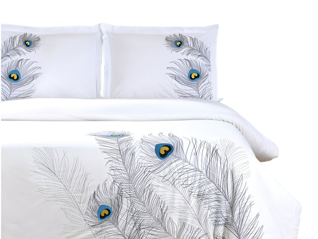 Blue and White King 100% Cotton 200 Thread Count Washable Duvet Cover Set