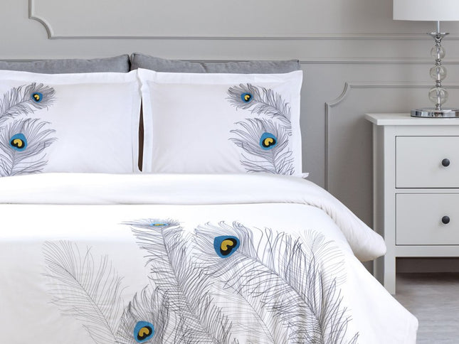 Blue and White King 100% Cotton 200 Thread Count Washable Duvet Cover Set