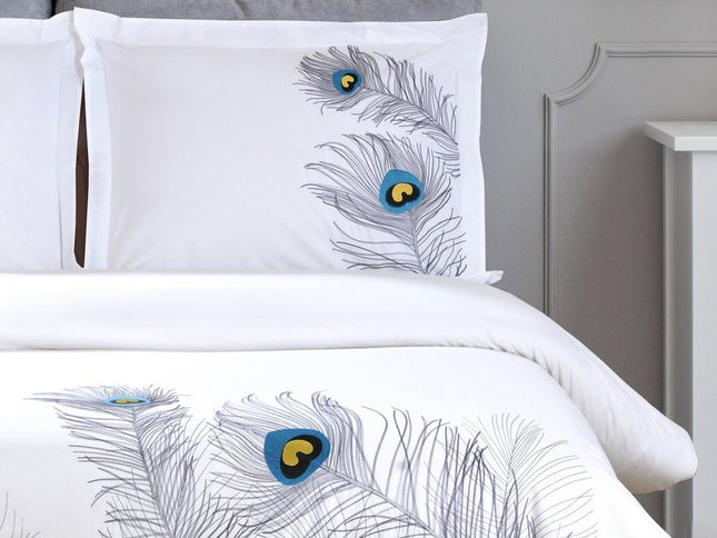 Blue and White King 100% Cotton 200 Thread Count Washable Duvet Cover Set