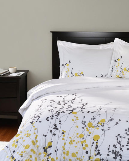 Purple and White Queen 100% Cotton 200 Thread Count Washable Duvet Cover Set