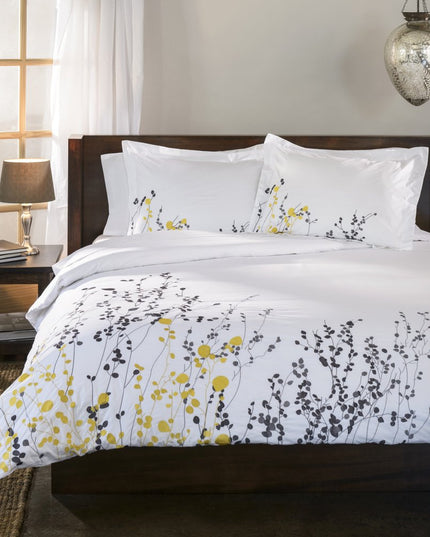 Purple and White Queen 100% Cotton 200 Thread Count Washable Duvet Cover Set