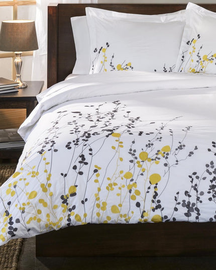 Purple and White Queen 100% Cotton 200 Thread Count Washable Duvet Cover Set