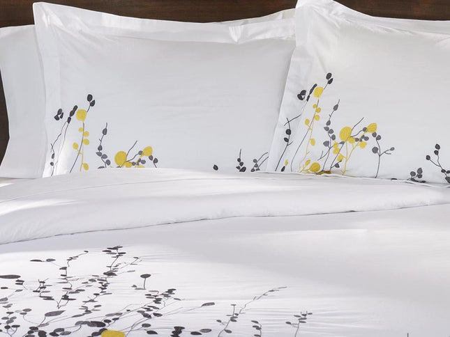 Purple and White Queen 100% Cotton 200 Thread Count Washable Duvet Cover Set