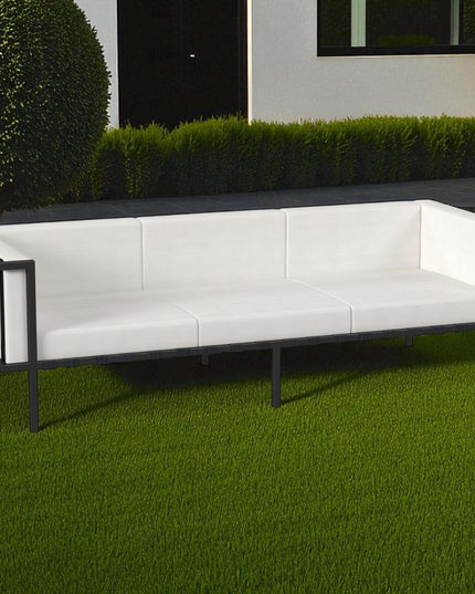 77" Black Iron and Cushions Patio Sofa