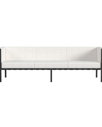 77" Black Iron and Cushions Patio Sofa