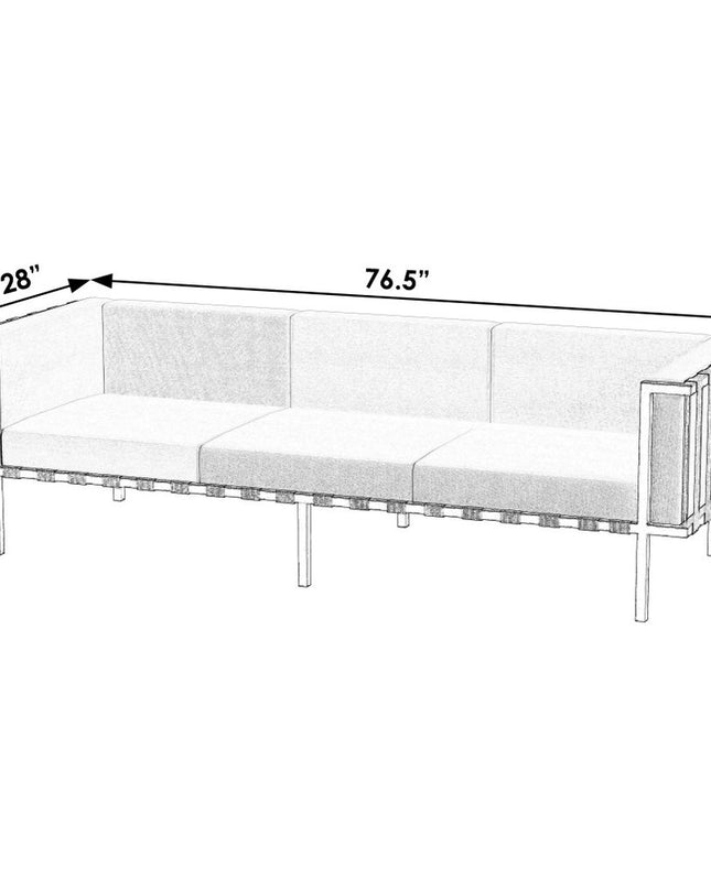 77" Black Iron and Cushions Patio Sofa