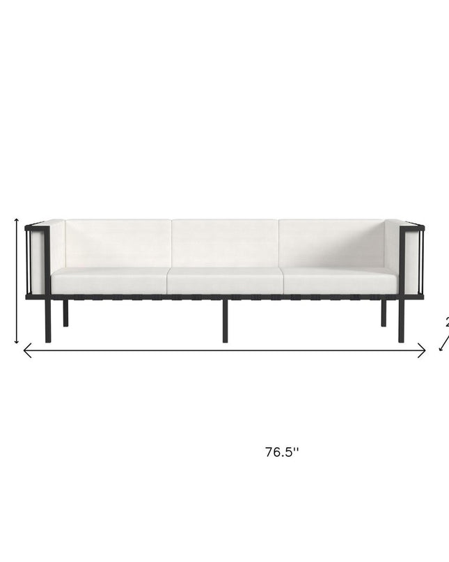 77" Black Iron and Cushions Patio Sofa