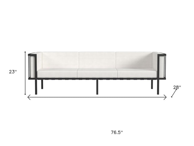 77" Black Iron and Cushions Patio Sofa