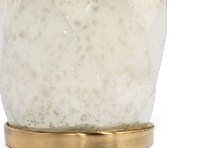 22" White and Gold Mercury Glass Table Lamp With White Cone Shade