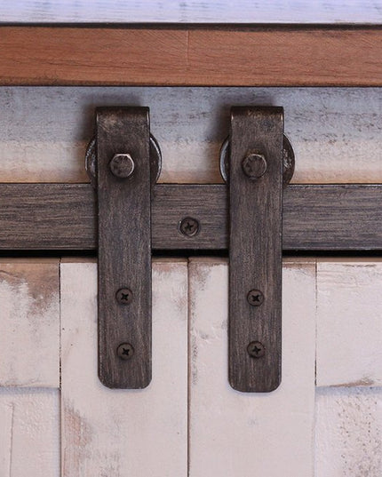 70" White Solid Wood Cabinet Enclosed Storage Distressed TV Stand