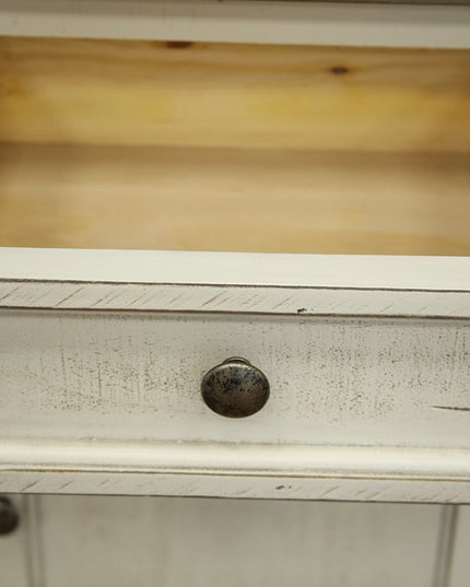 79" Ivory Solid Wood Open shelving Distressed TV Stand