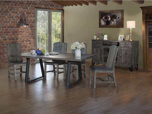 70" Gray Solid Wood Cabinet Enclosed Storage Distressed TV Stand