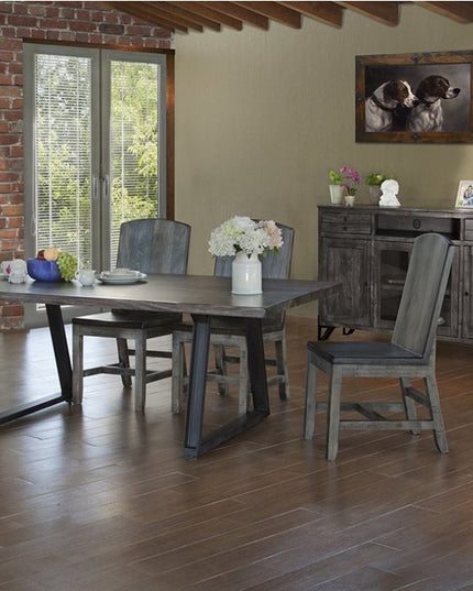 70" Gray Solid Wood Cabinet Enclosed Storage Distressed TV Stand