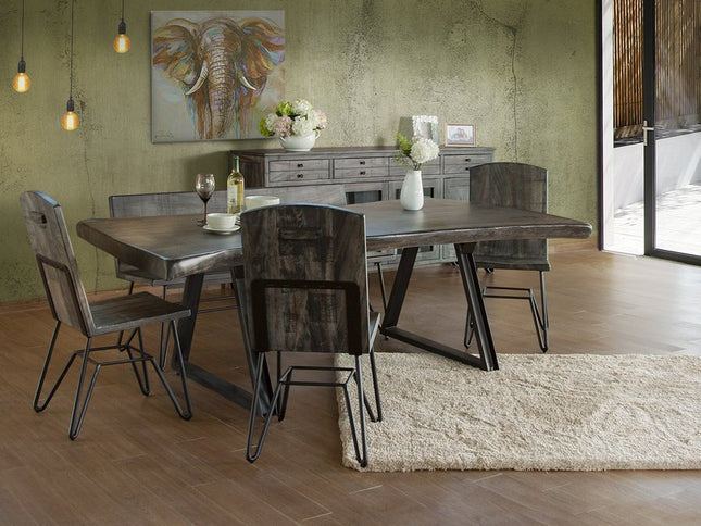 80" Gray Mango Solid Wood Enclosed Storage Distressed TV Stand