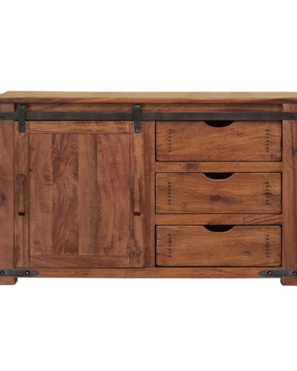 50" Brown Solid Wood Enclosed Storage Distressed TV Stand