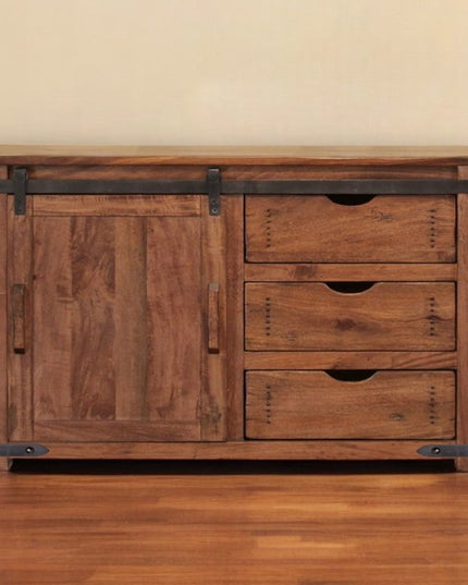 50" Brown Solid Wood Enclosed Storage Distressed TV Stand