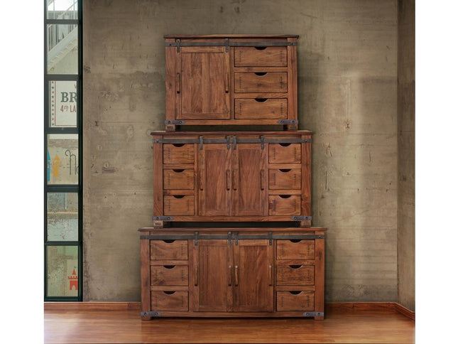 50" Brown Solid Wood Enclosed Storage Distressed TV Stand