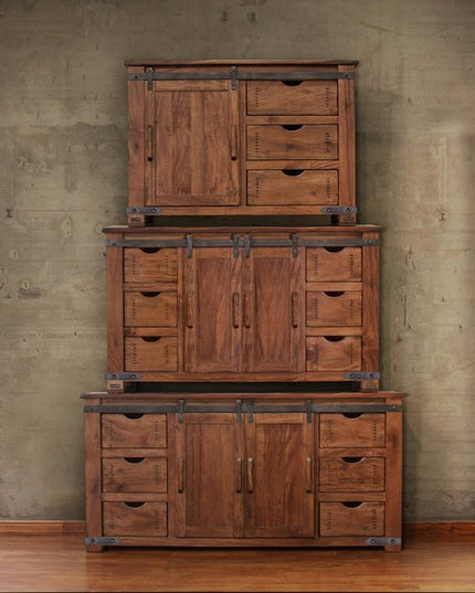 50" Brown Solid Wood Enclosed Storage Distressed TV Stand