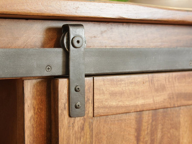 50" Brown Solid Wood Enclosed Storage Distressed TV Stand