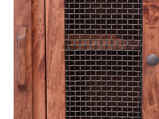 70" Brown Solid Wood Cabinet Enclosed Storage Distressed TV Stand