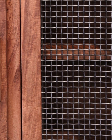 70" Brown Solid Wood Cabinet Enclosed Storage Distressed TV Stand