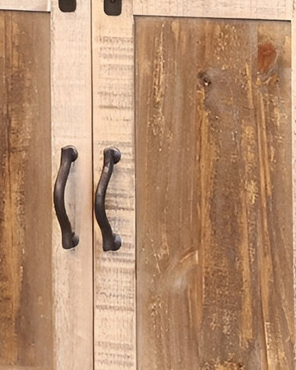 60" Brown Solid Wood Cabinet Enclosed Storage Distressed TV Stand