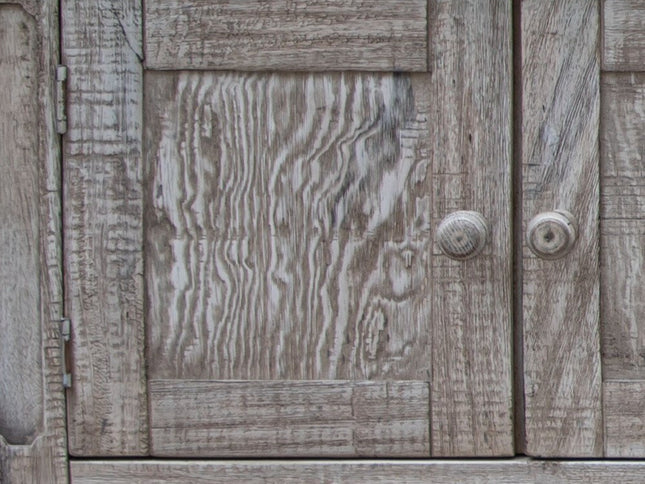 93" Desert Sand Solid Wood Cabinet Enclosed Storage Distressed TV Stand