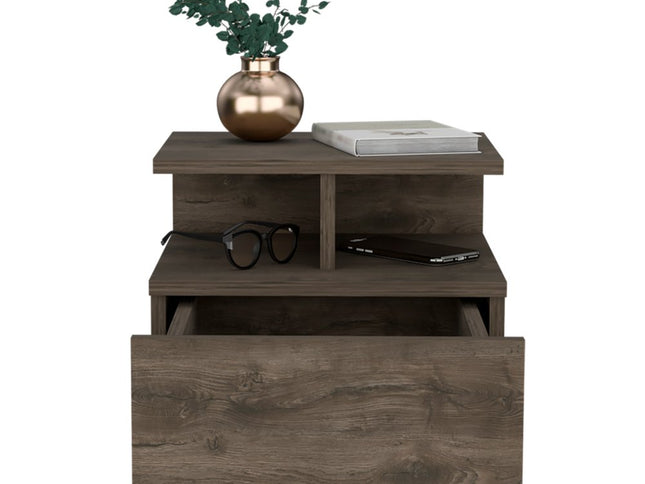 12" Brown Wood One Drawer Nightstand