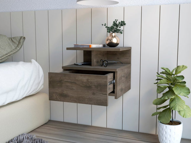 12" Brown Wood One Drawer Nightstand