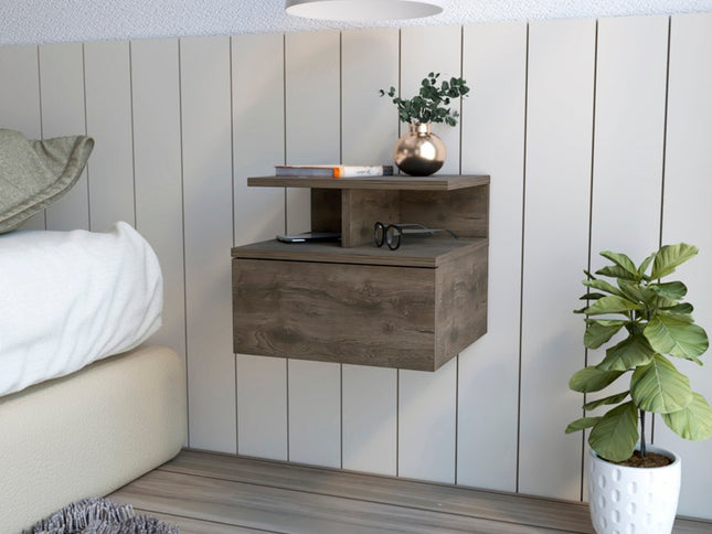 12" Brown Wood One Drawer Nightstand