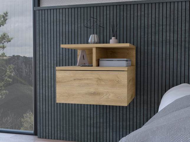 12" Beige Wood One Drawer Nightstand