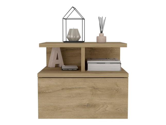 12" Beige Wood One Drawer Nightstand