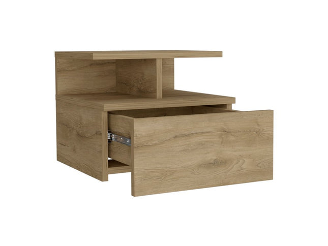 12" Beige Wood One Drawer Nightstand