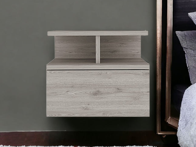 12" Light Gray Wood One Drawer Nightstand